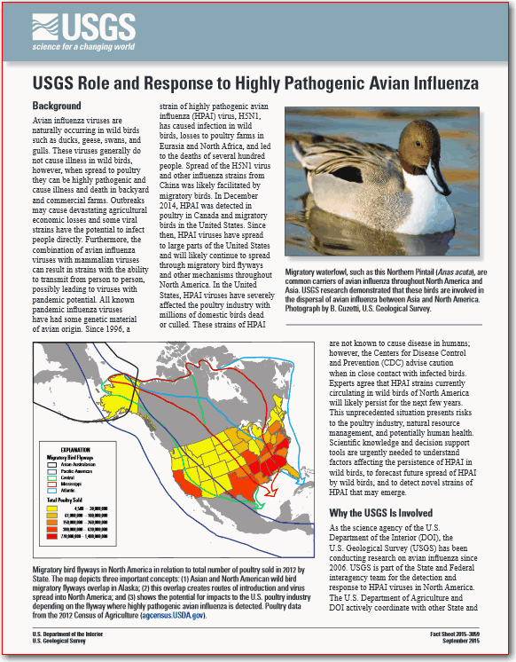USGS role and response to highly pathogenic avian influenza