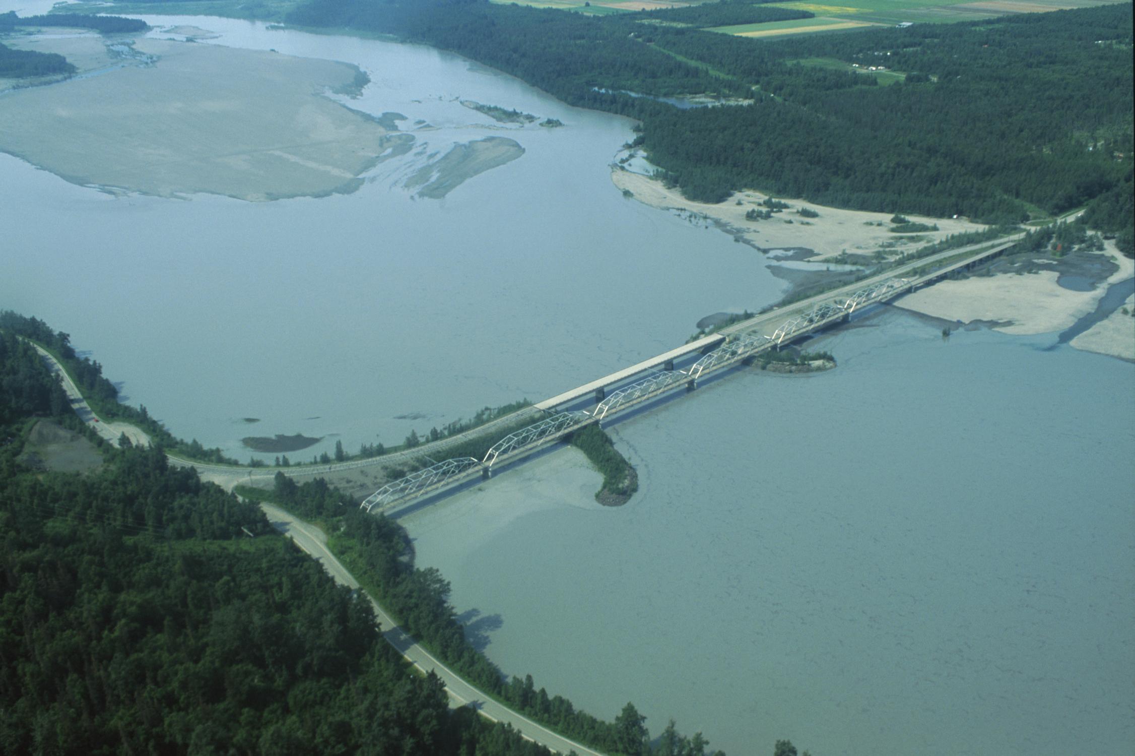 Knik River bridge aerial