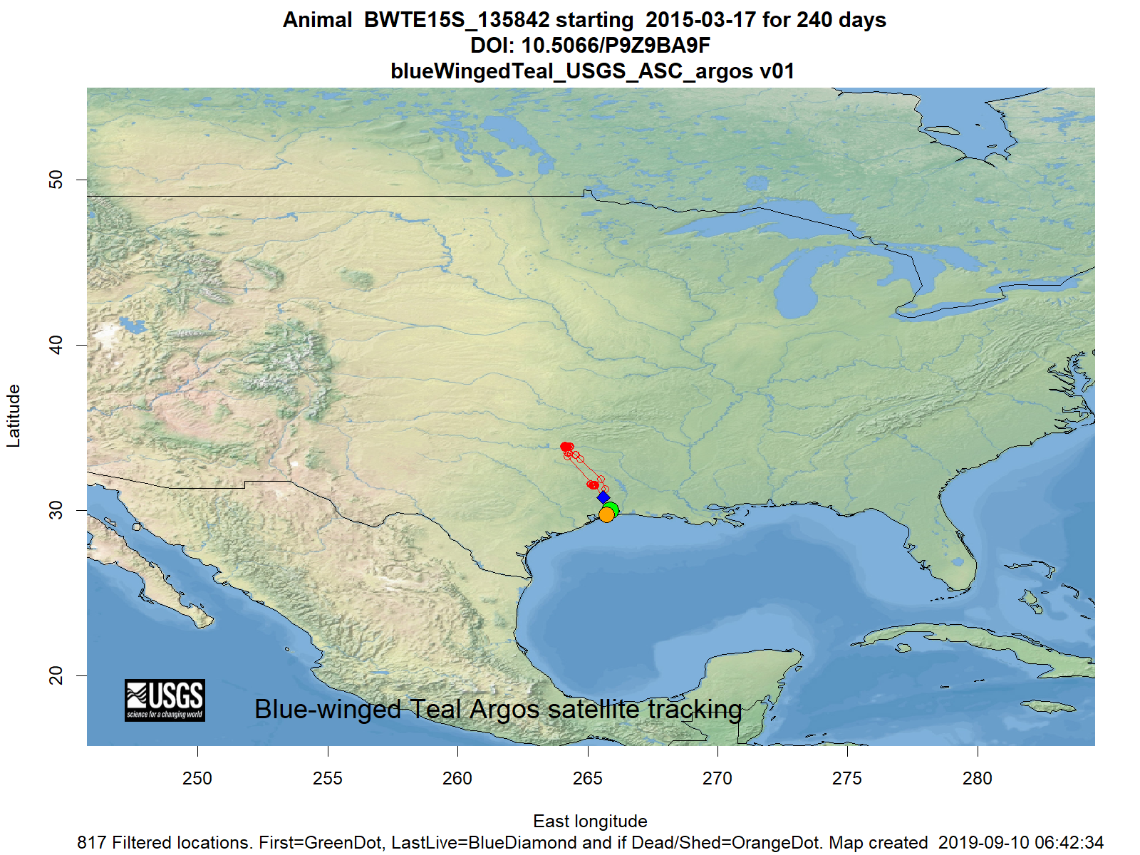 Tracking map for species BWTE15S_135842