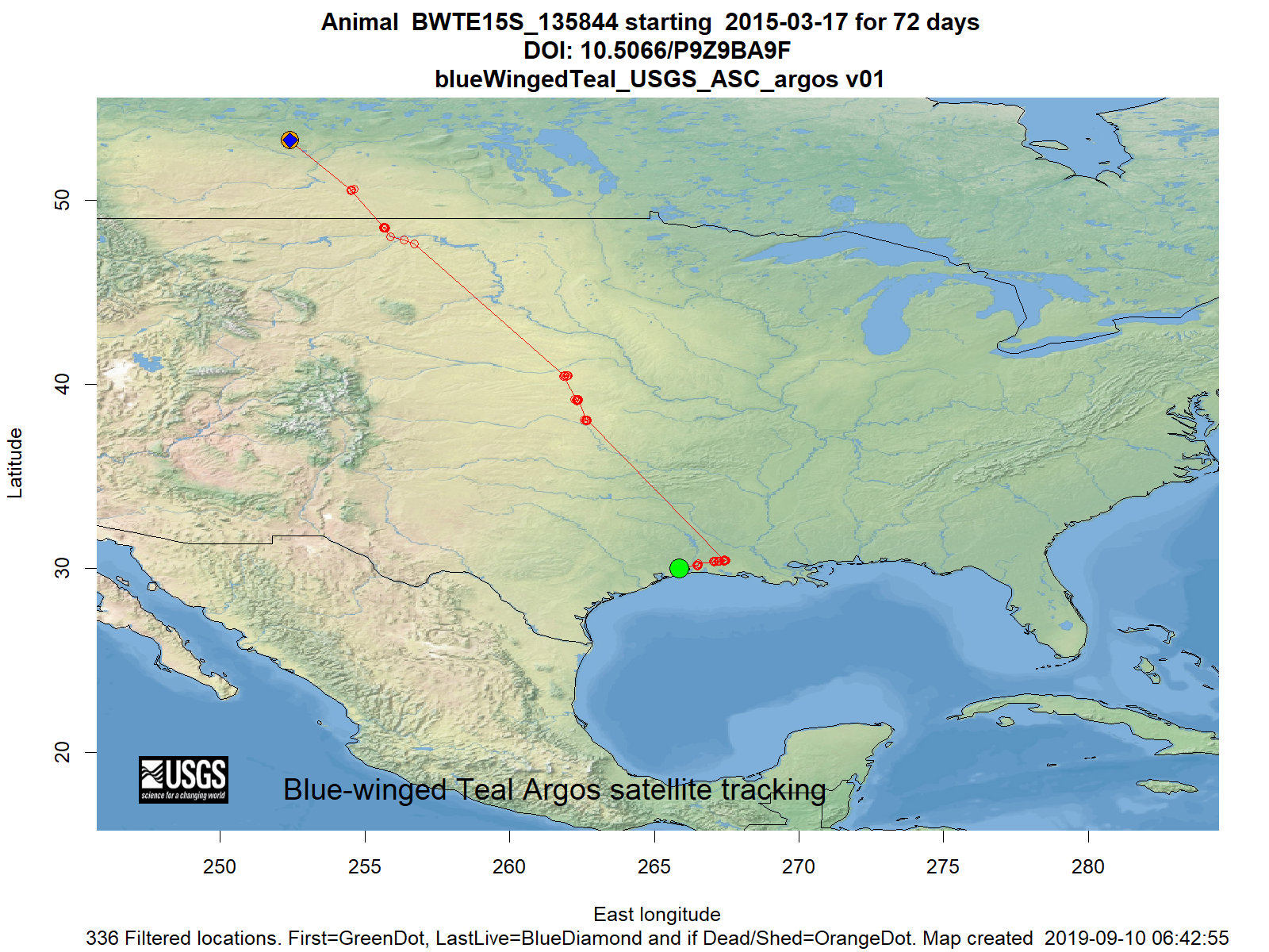 Tracking map for species BWTE15S_135844