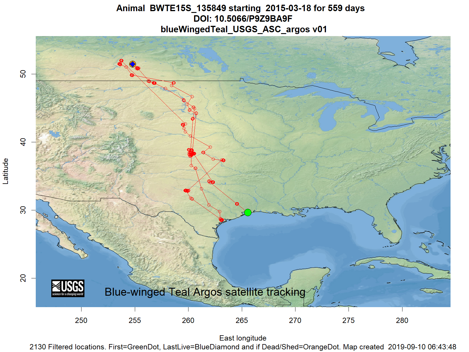 Tracking map for species BWTE15S_135849