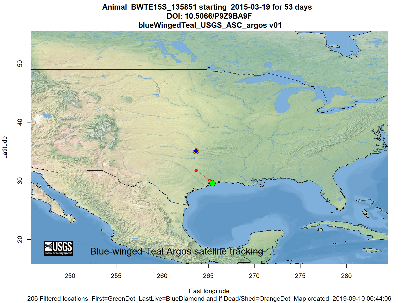 Tracking map for species BWTE15S_135851
