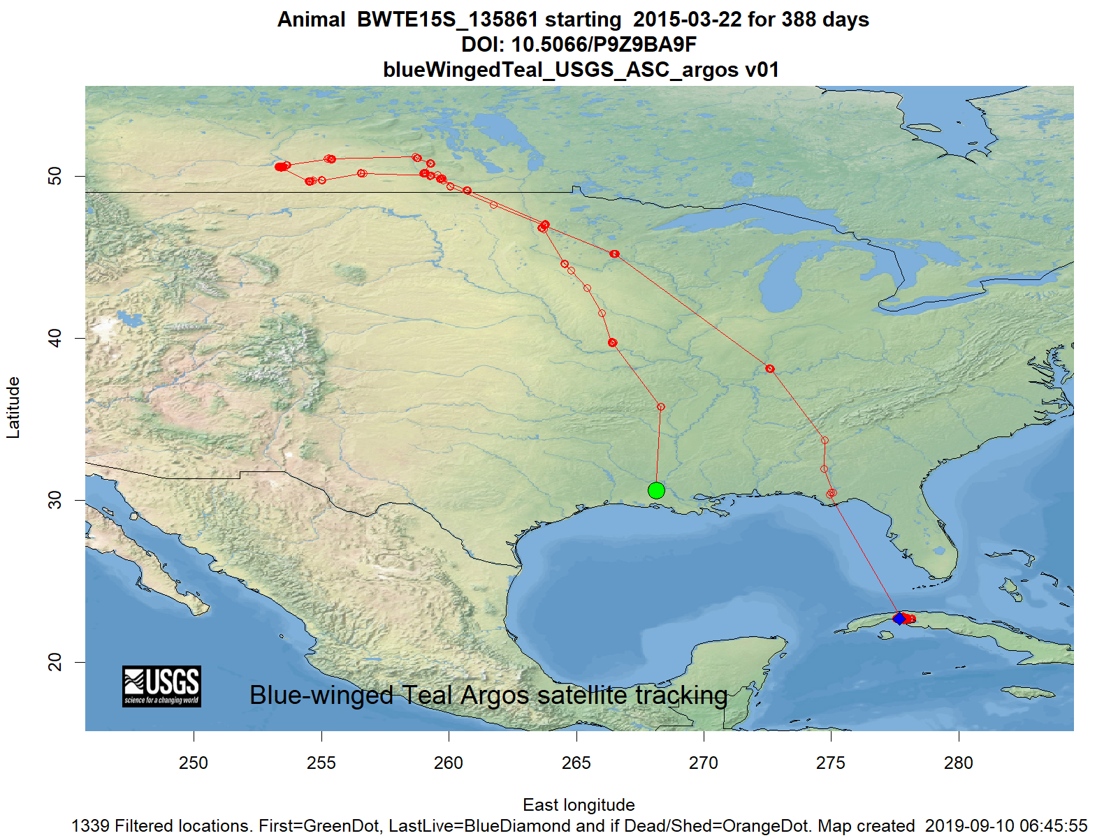 Tracking map for species BWTE15S_135861