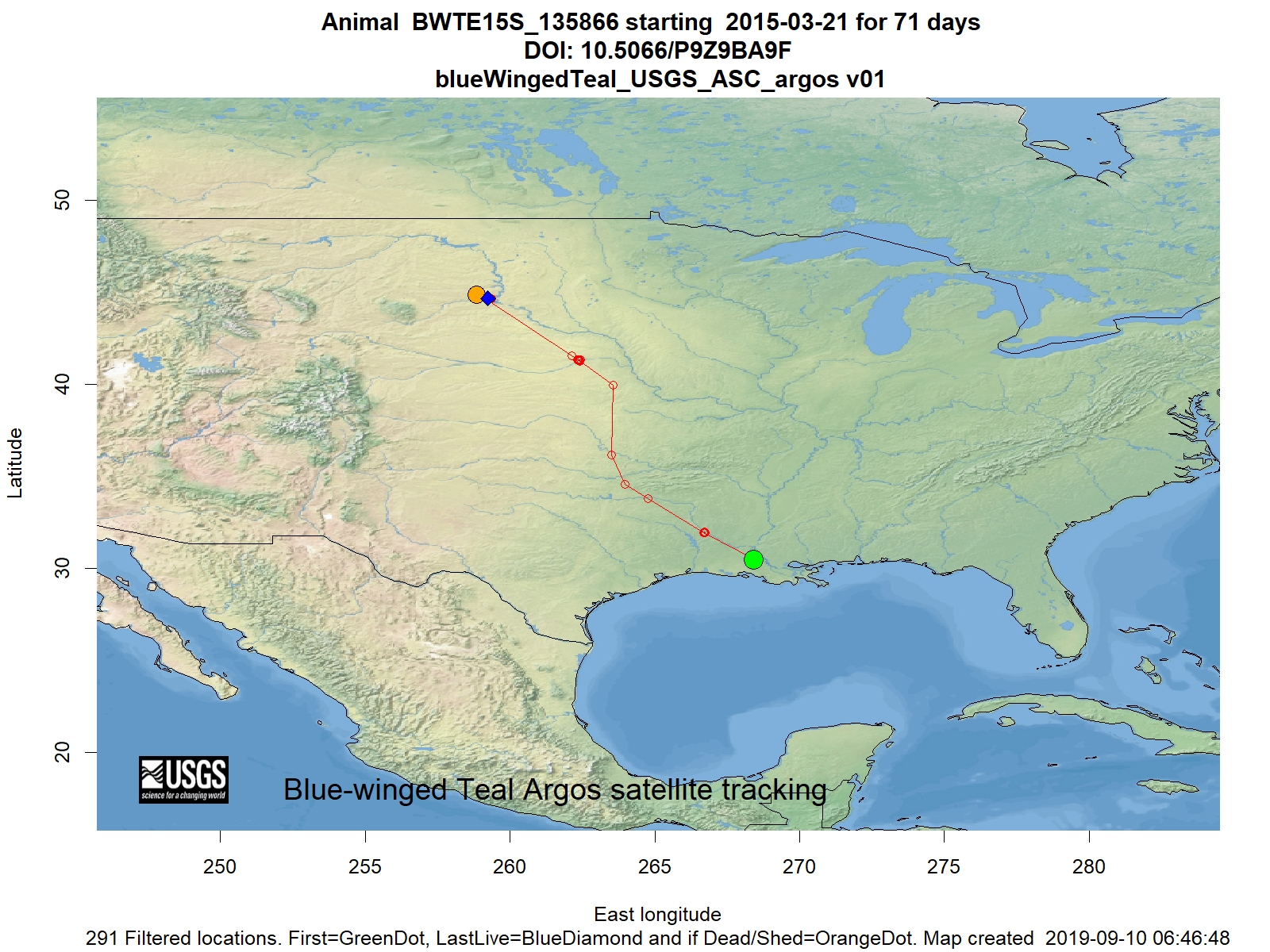 Tracking map for species BWTE15S_135866