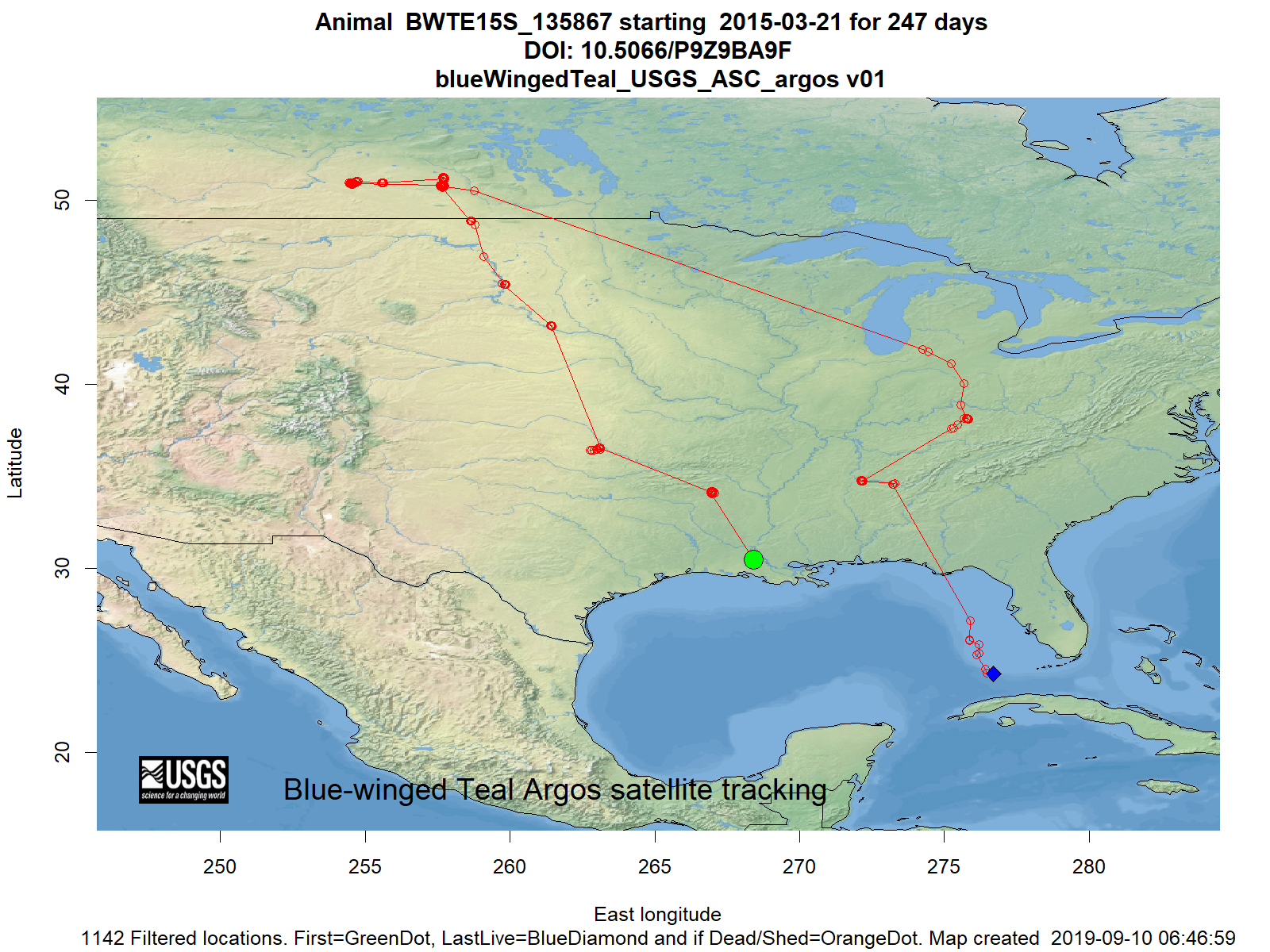 Tracking map for species BWTE15S_135867