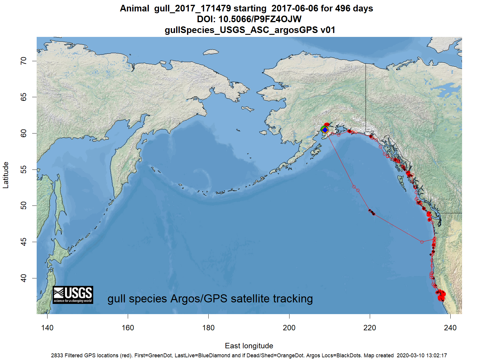 Tracking map for species gull_2017_171479
