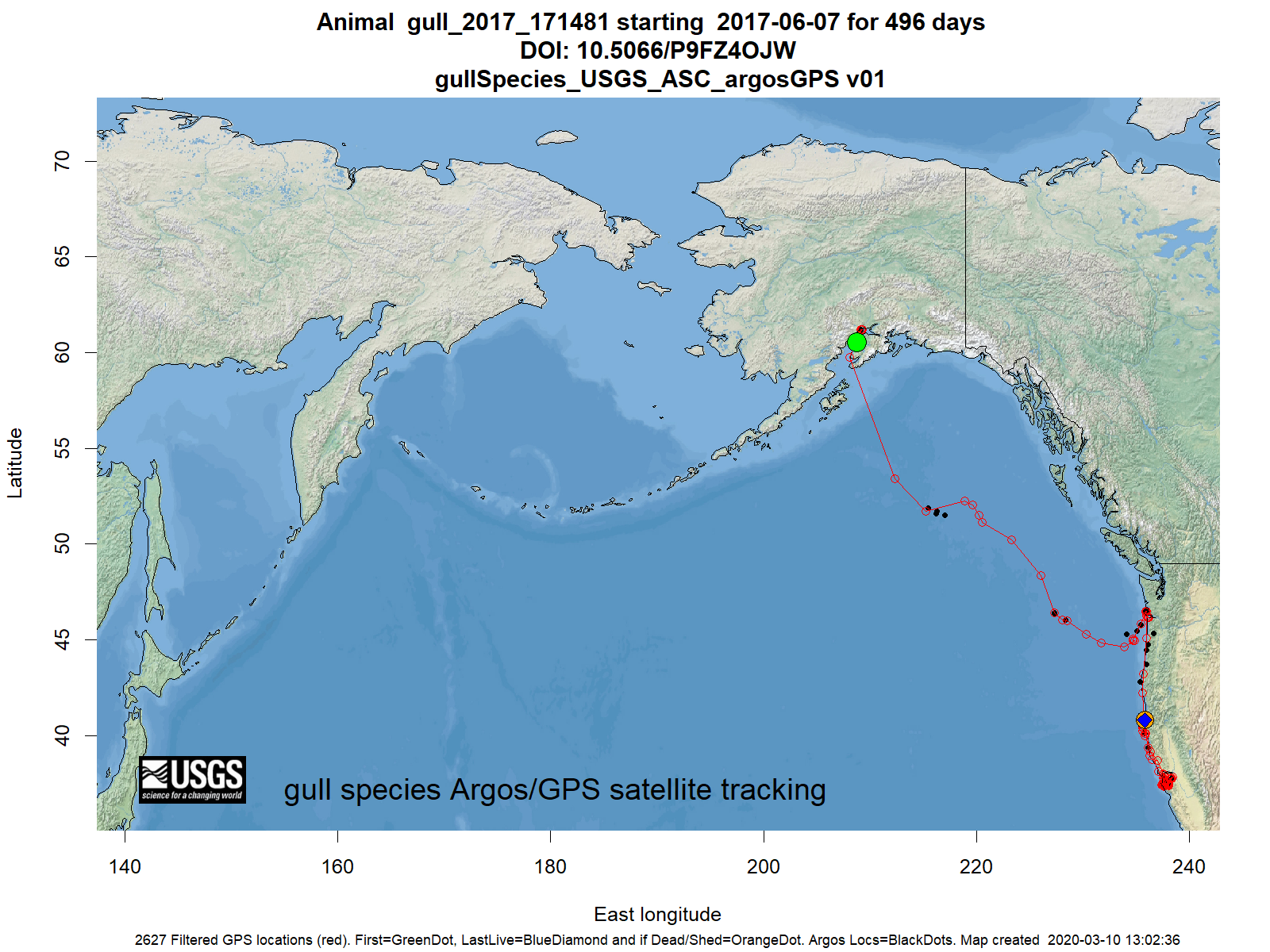 Tracking map for species gull_2017_171481
