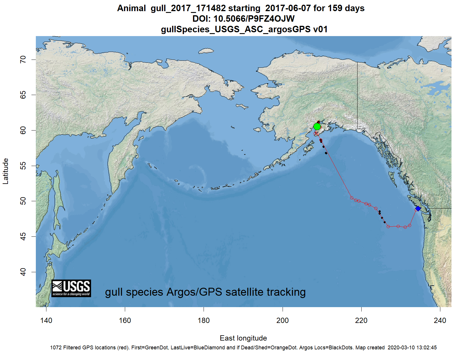 Tracking map for species gull_2017_171482