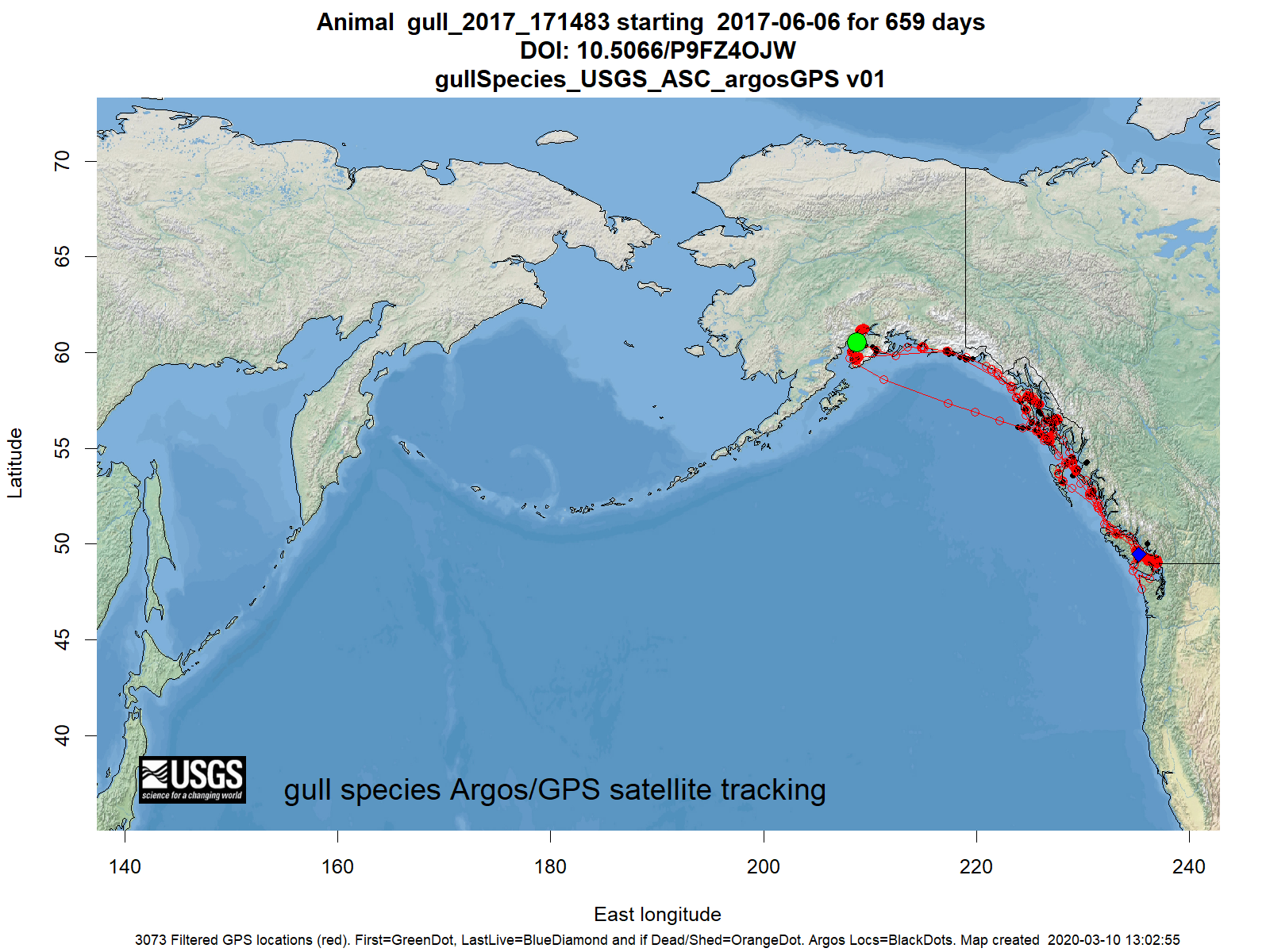 Tracking map for species gull_2017_171483