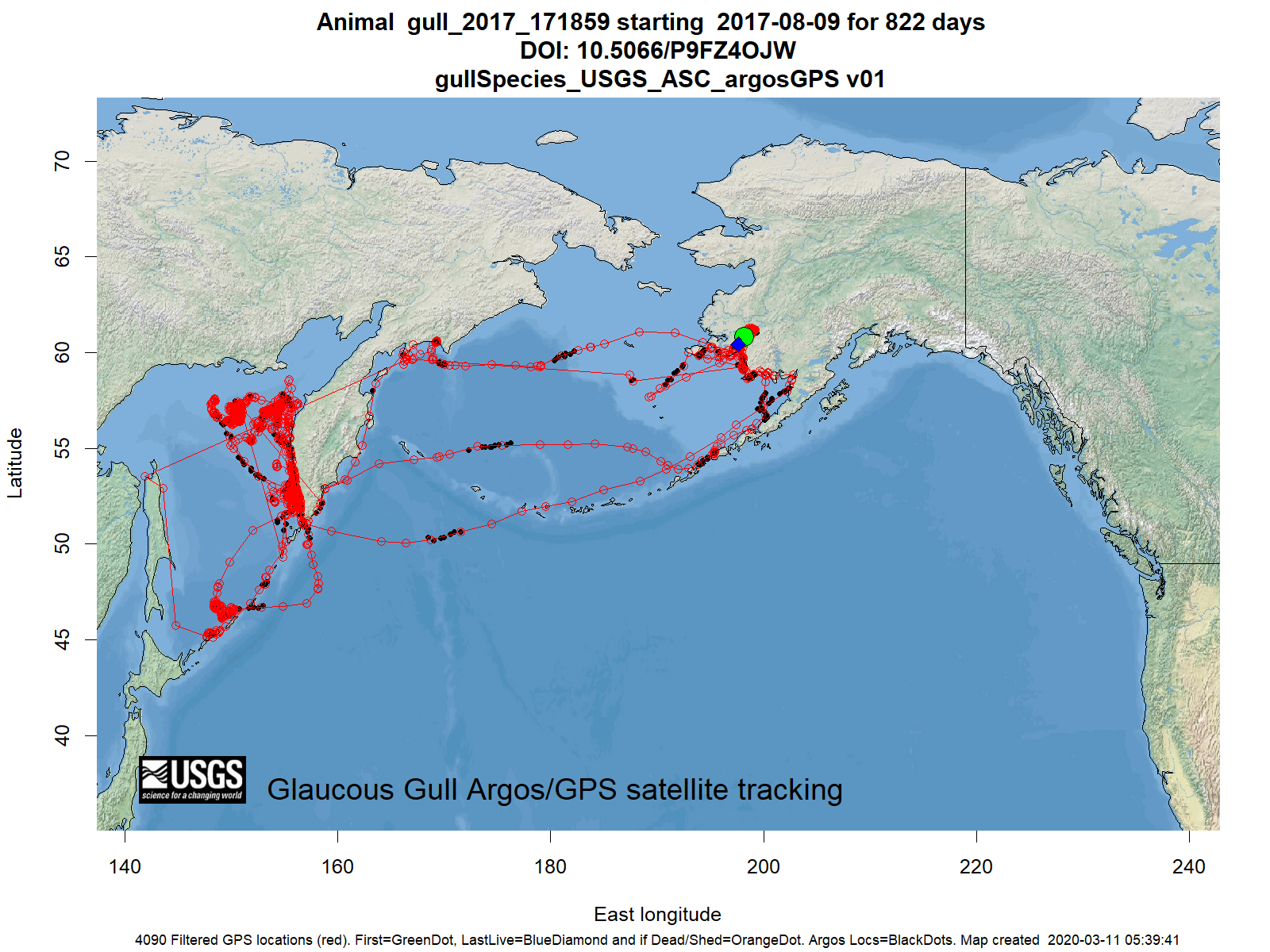 Tracking map for species gull_2017_171859