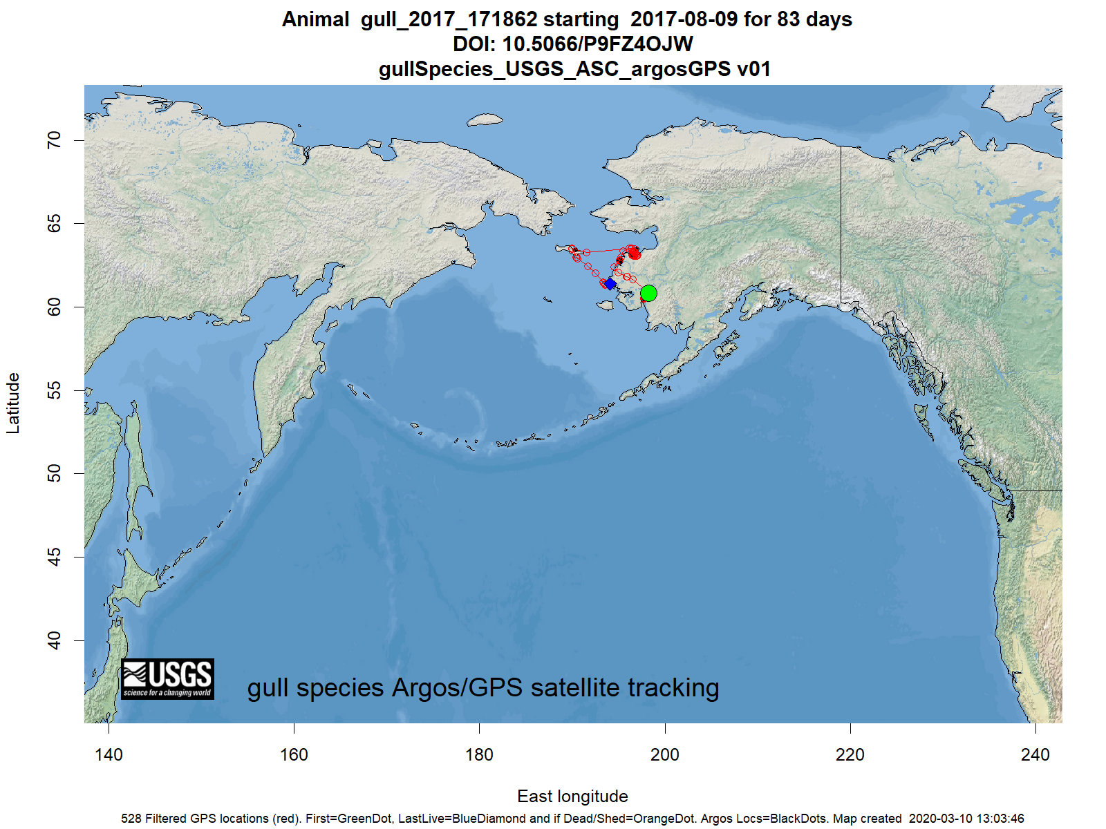 Tracking map for species gull_2017_171862
