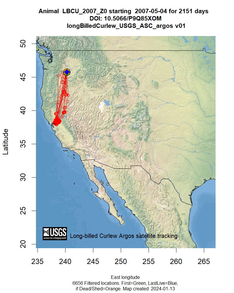Tracking map for species LBCU_2007_Z0