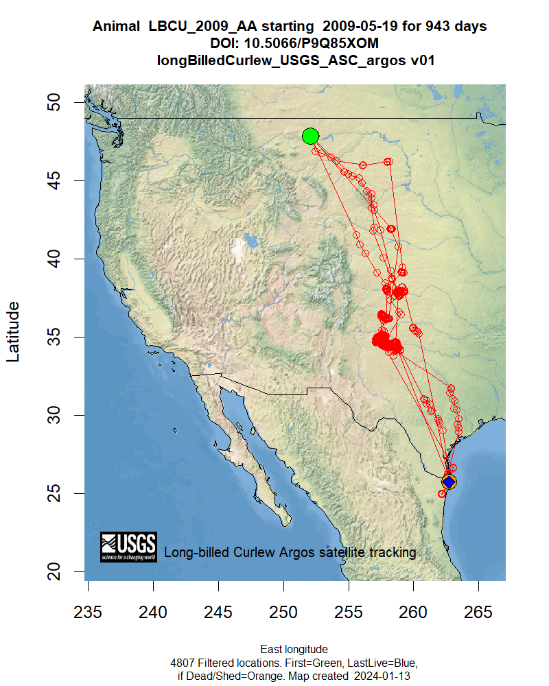Tracking map for species LBCU_2009_AA