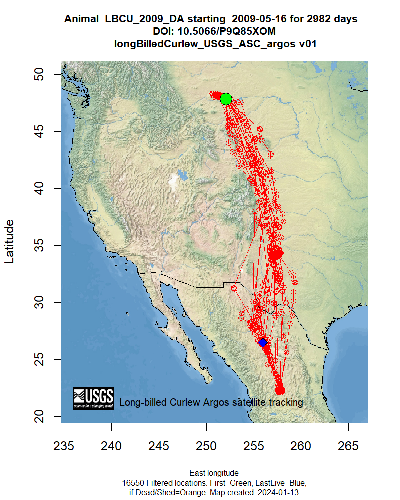 Tracking map for species LBCU_2009_DA