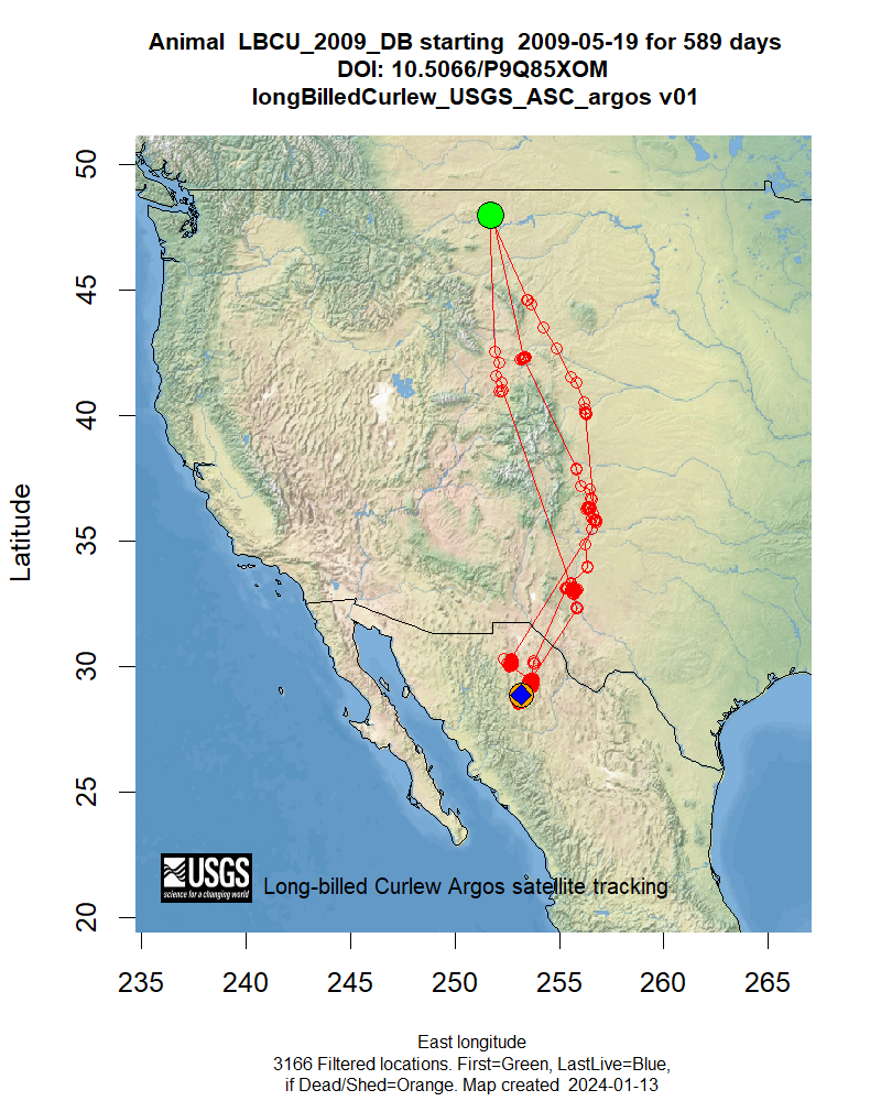 Tracking map for species LBCU_2009_DB