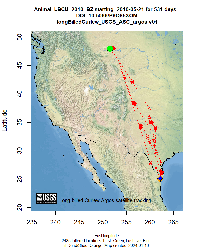 Tracking map for species LBCU_2010_BZ