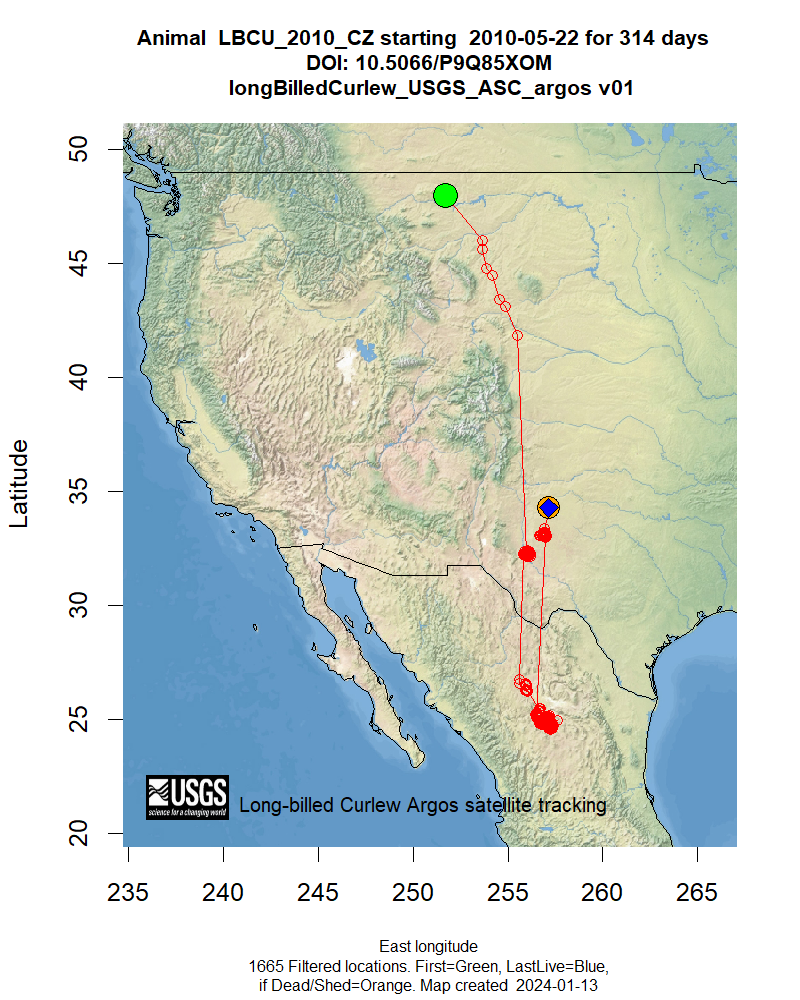 Tracking map for species LBCU_2010_CZ