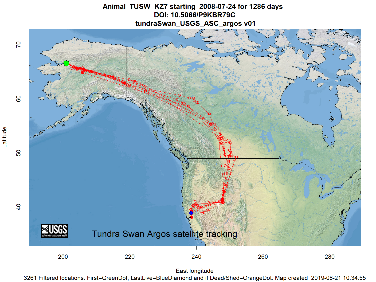 Tracking map for species TUSW_KZ7
