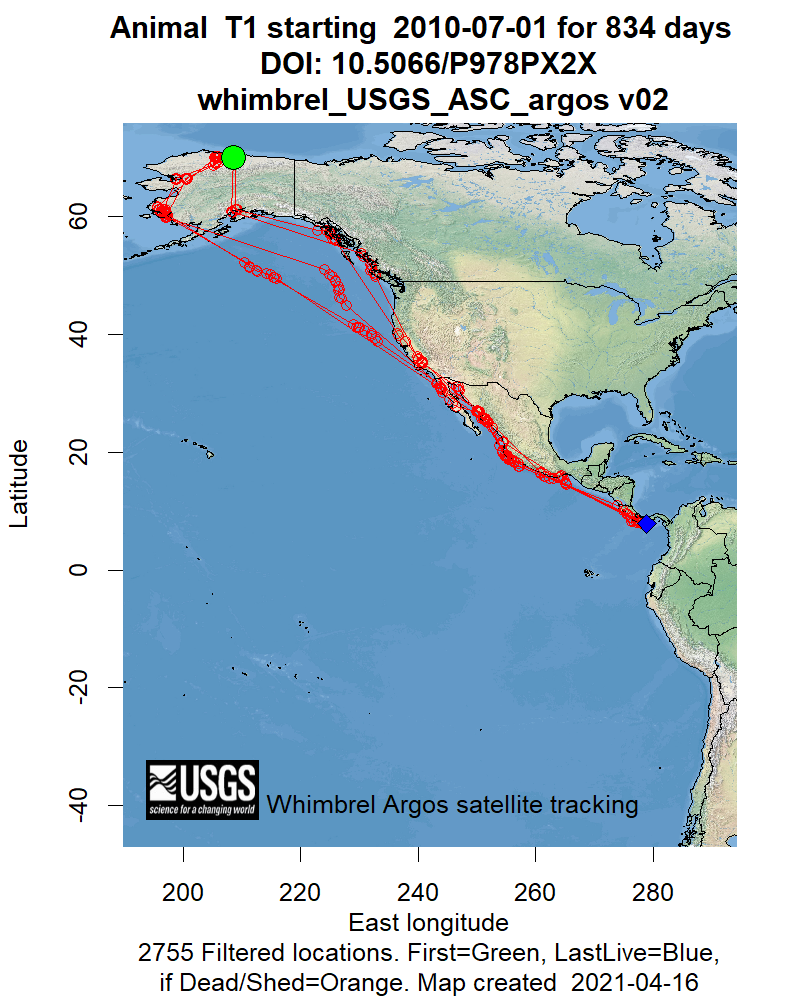 Tracking map for species T1